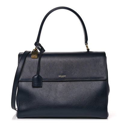 Saint Laurent Calfskin Medium Moujik Top Handle Bag Navy 1 of 12