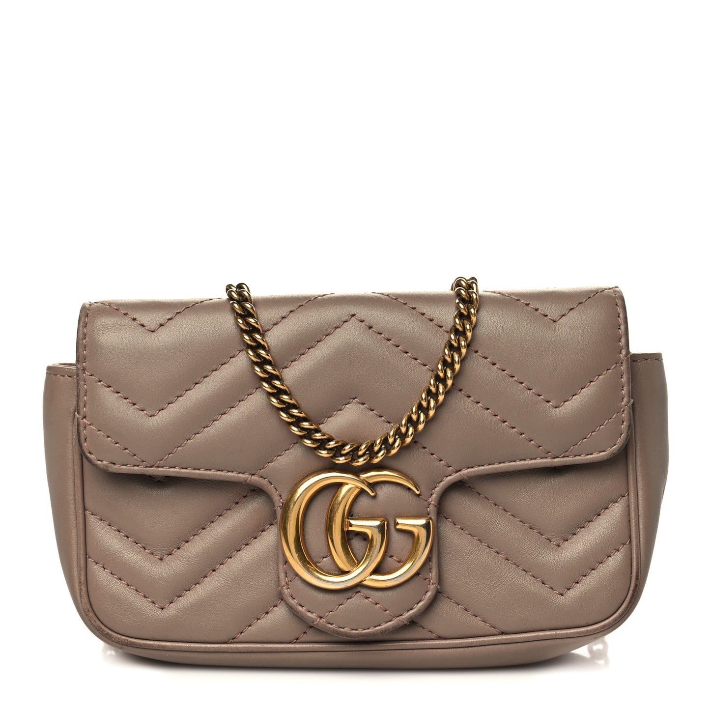 Calfskin Matelasse Super Mini GG Marmont Shoulder Bag Porcelain Rose