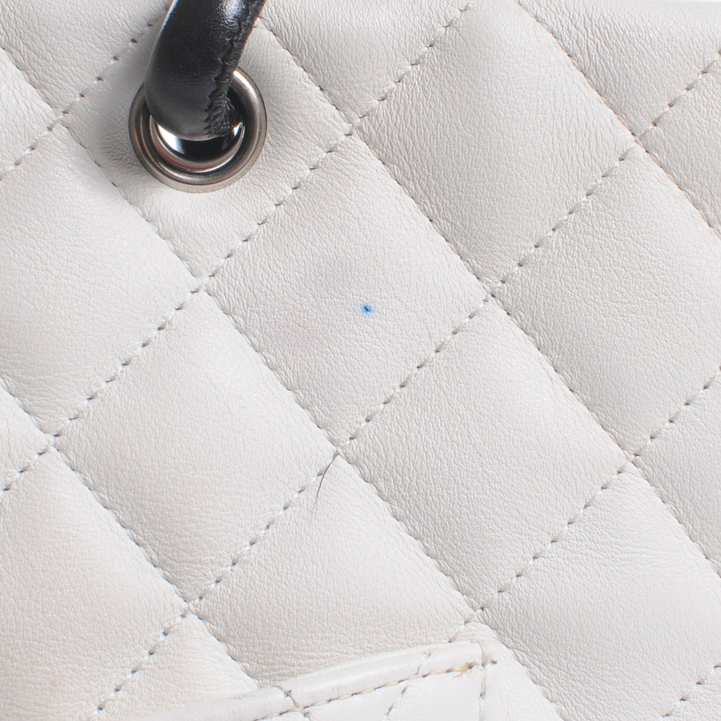 Calfskin Quilted Small Cambon Tote White Black