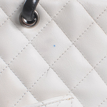 Chanel Calfskin Quilted Small Cambon Tote White Black 4 of 9