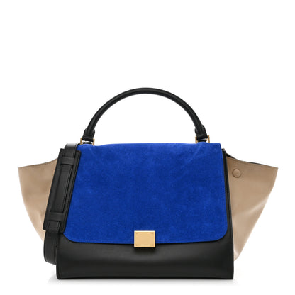 Celine Smooth Calfskin Suede Medium Tri-Color Trapeze Royal Blue 1 of 12