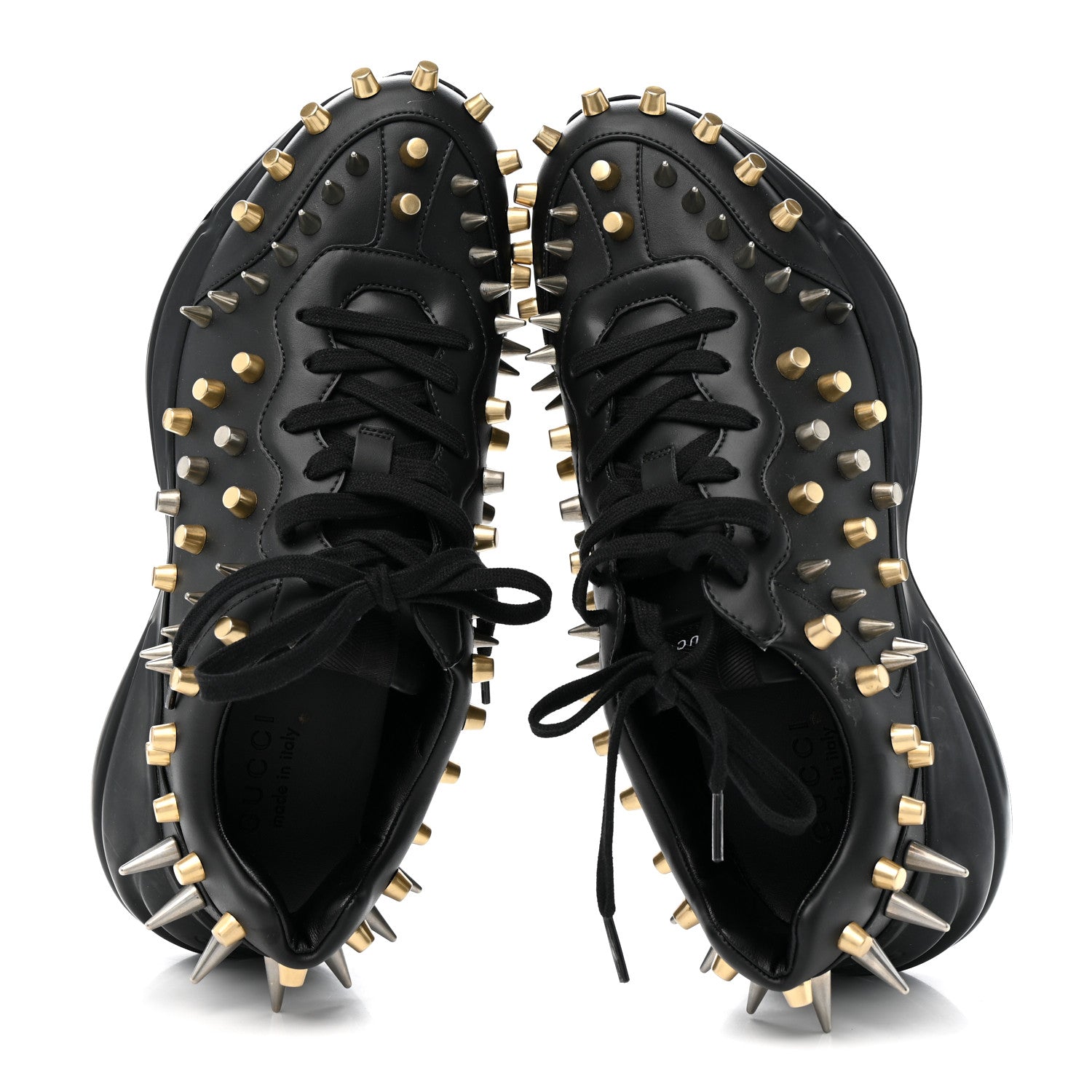 Gucci Demetra Spike Studded Mens Rhyton Sneakers 10 Black 2 of 10