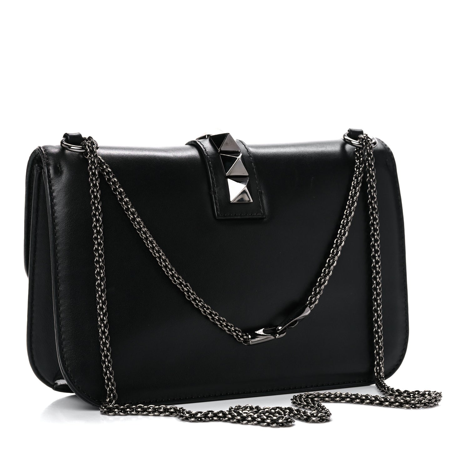 Vitello Medium Glam Lock Rockstud Flap Black