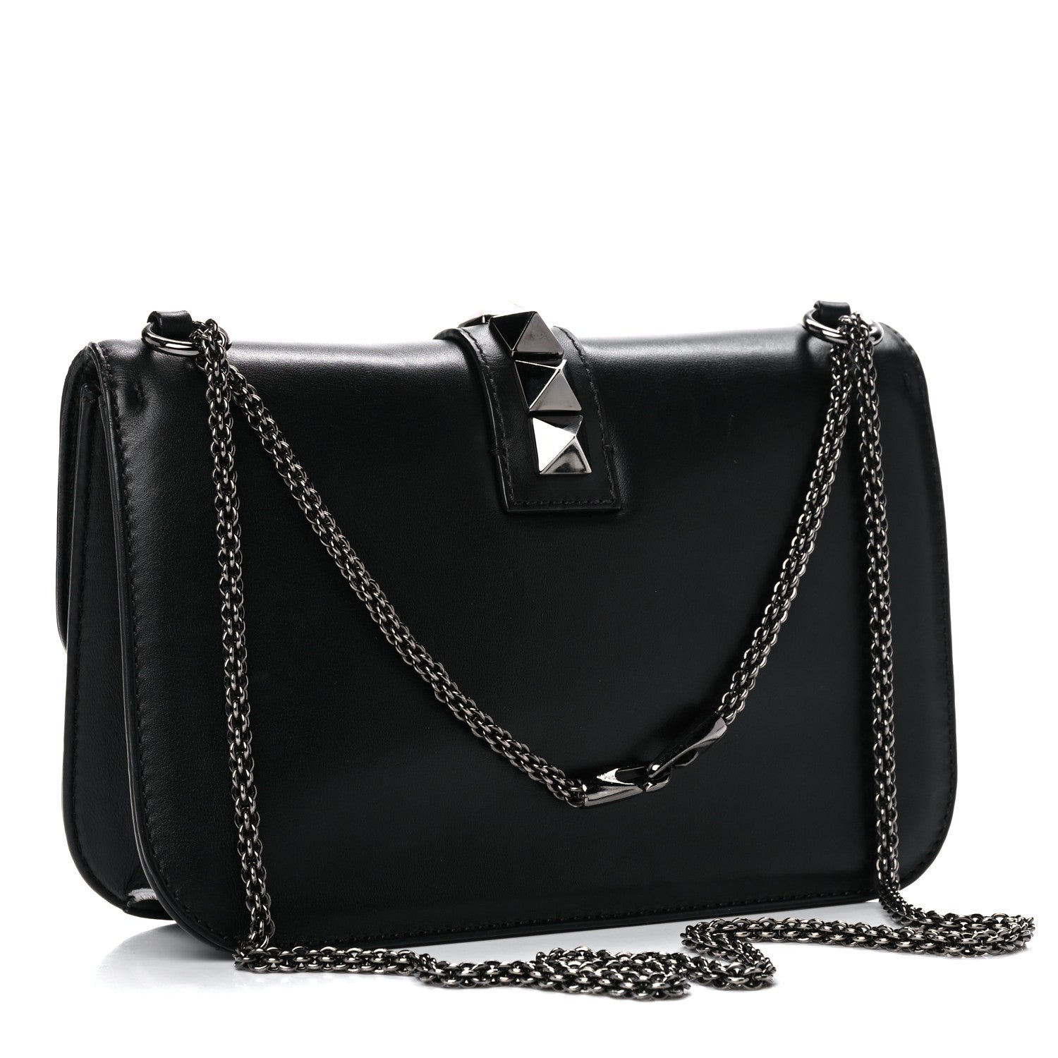 Valentino Garavani Vitello Medium Glam Lock Rockstud Flap Black 3 of 19