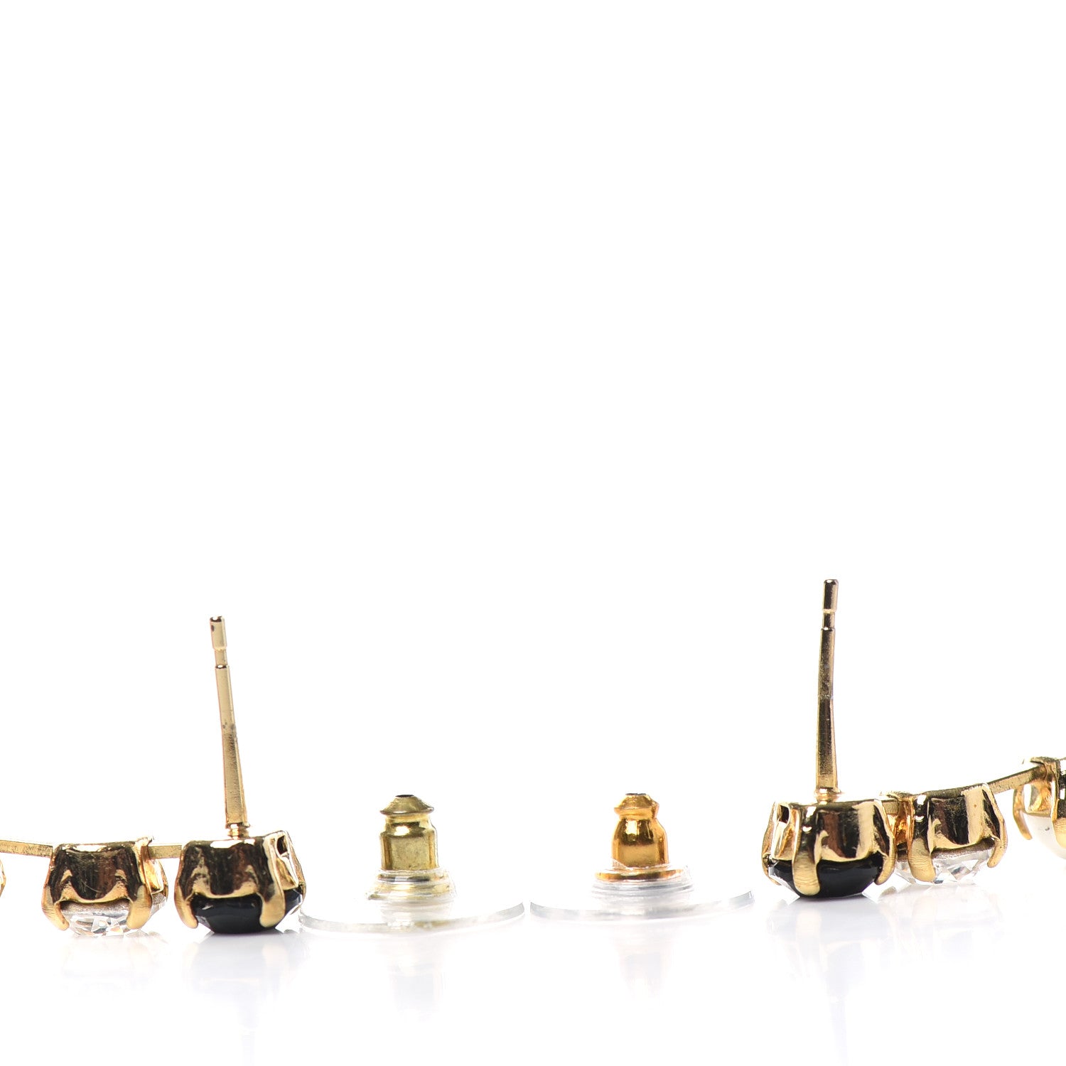 Chanel Resin Crystal Pearl CC Long Drop Earrings Gold Black 3 of 4