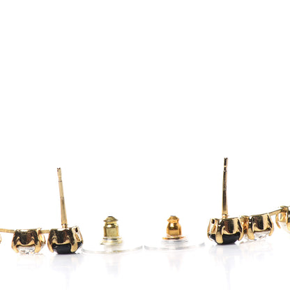 Chanel Resin Crystal Pearl CC Long Drop Earrings Gold Black 3 of 4