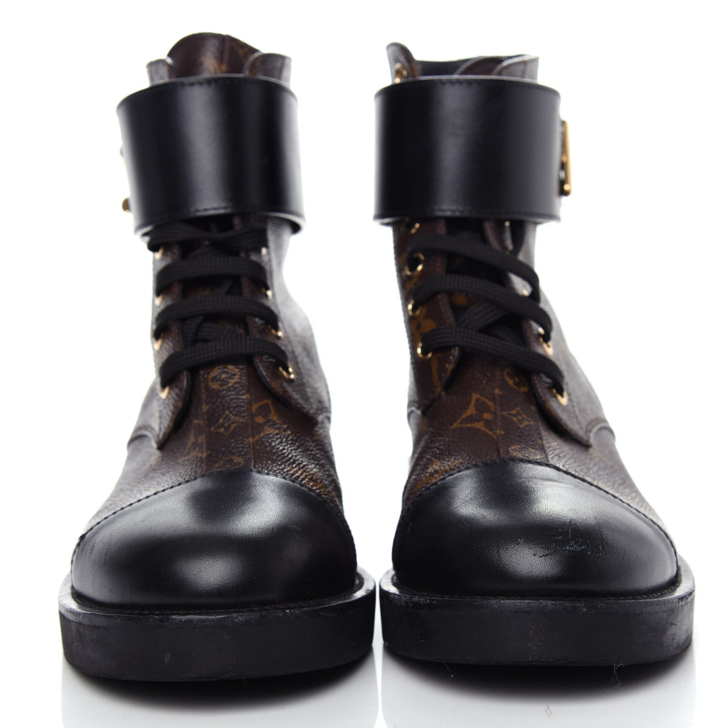Calfskin Monogram Wonderland Flat Ranger Boots 38 Black