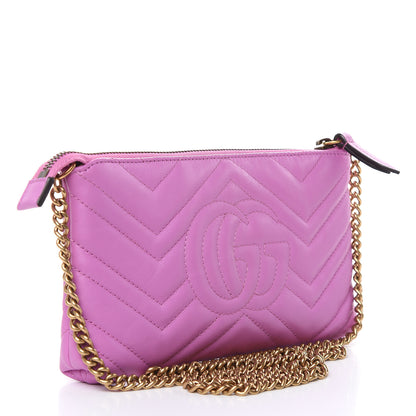 Gucci Calfskin Matelasse Mini GG Marmont Chain Bag Candy Mousse 3 of 10