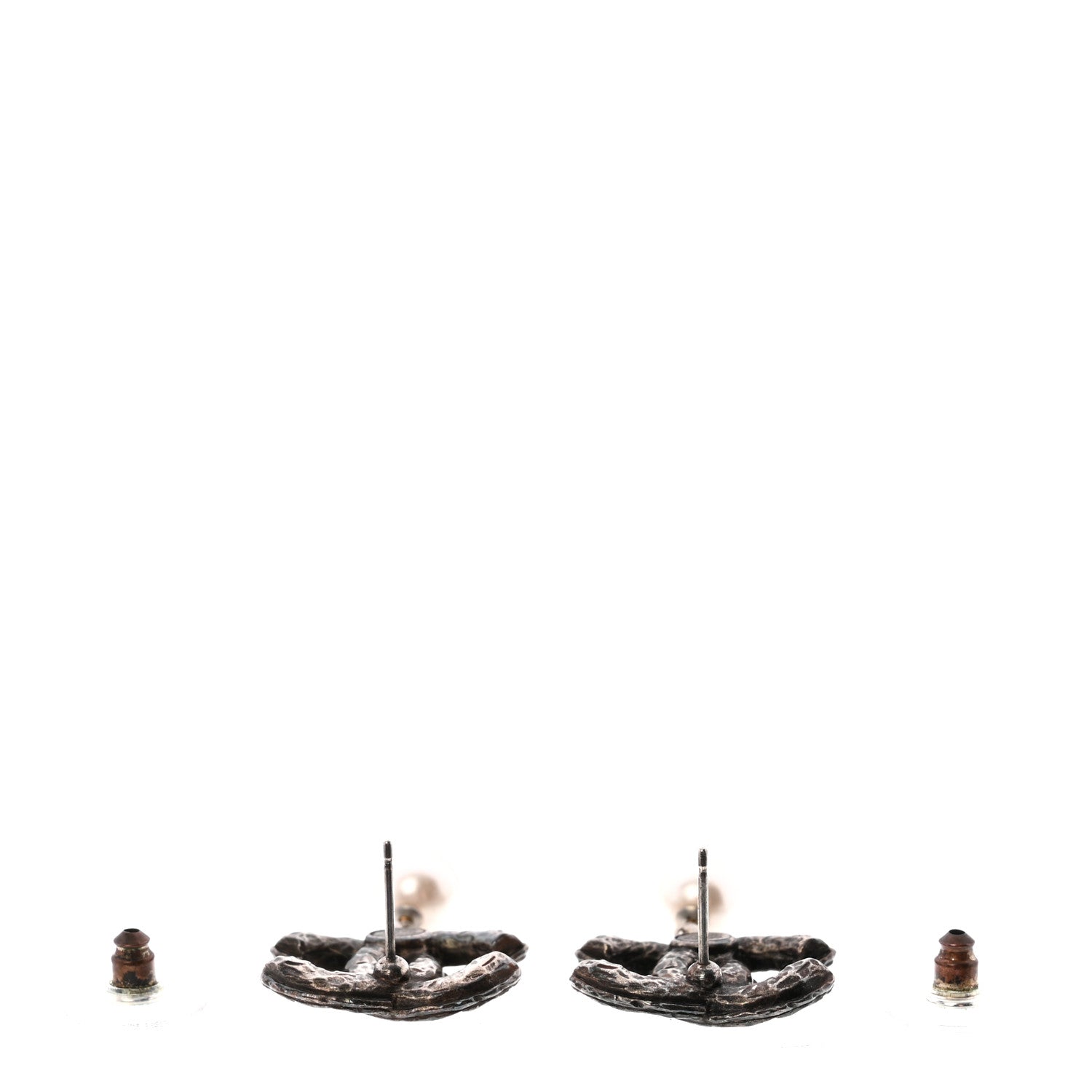 Chanel Ruthenium Crystal Pearl CC Drop Earrings 3 of 4