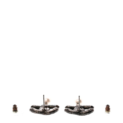 Chanel Ruthenium Crystal Pearl CC Drop Earrings 3 of 4