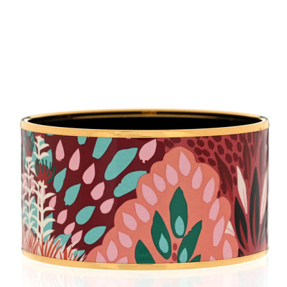 Hermes Enamel Printed Jungle of Eden Extra Wide Bracelet 70 Rose Couture 3 of 5