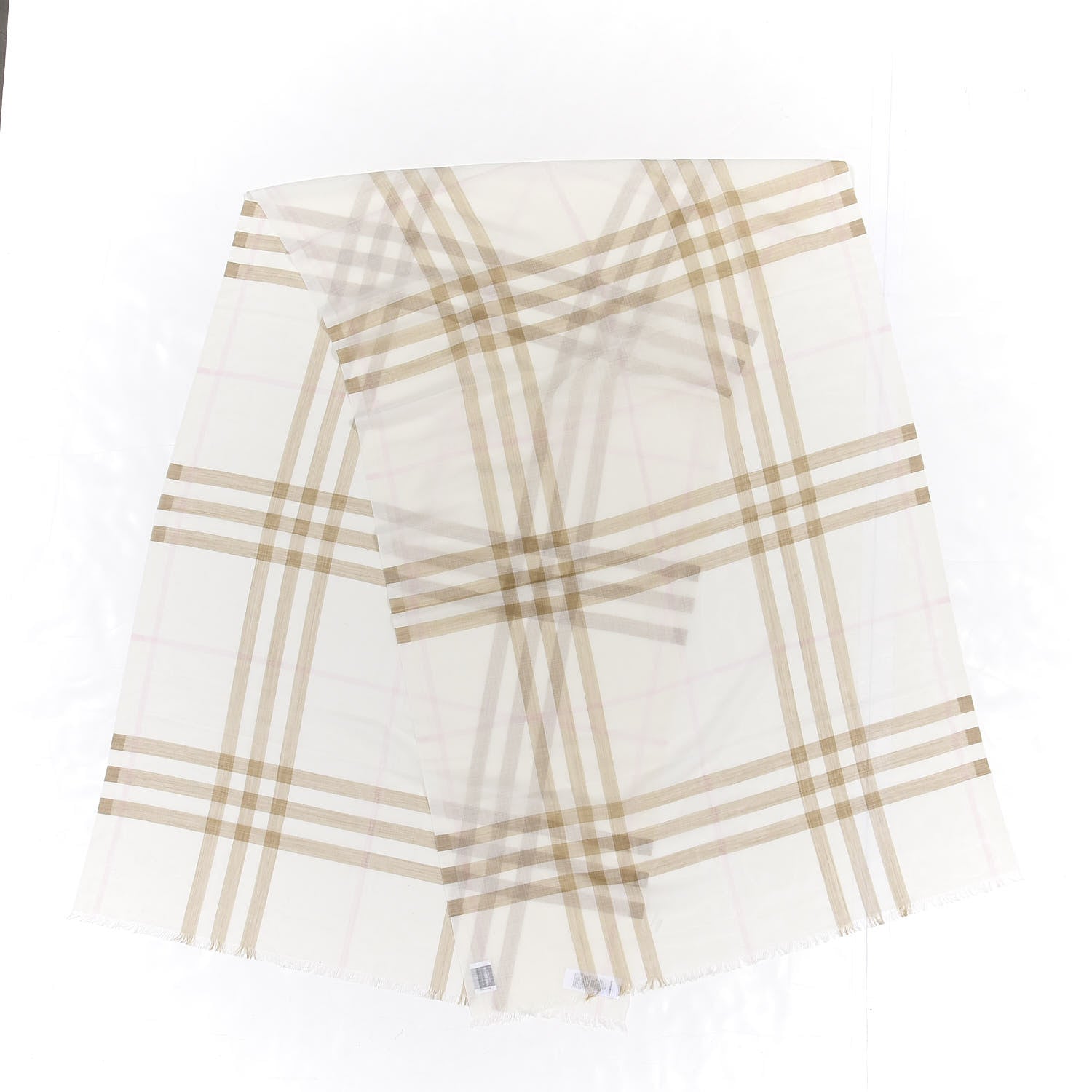 Burberry Wool Silk Gauze Giant Check Scarf White 2 of 4