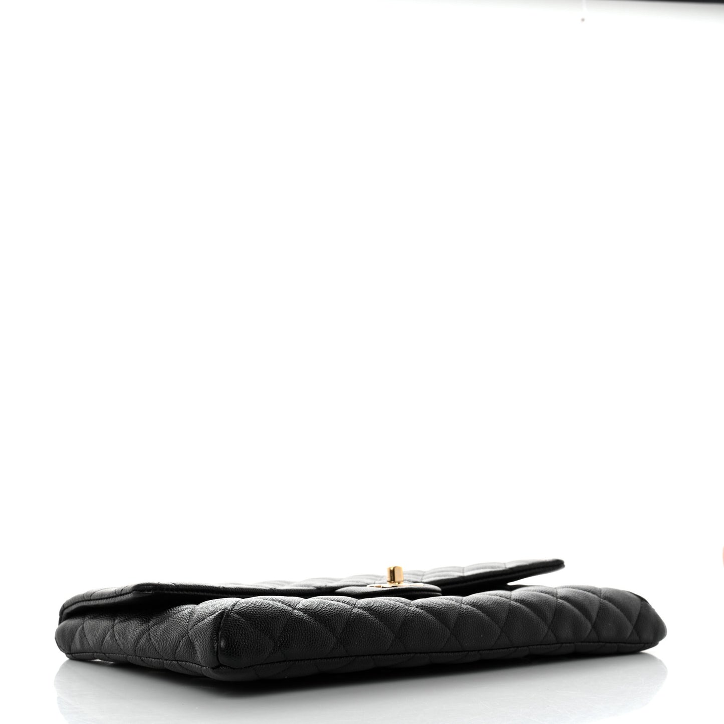 Caviar Quilted Flap Clutch Black