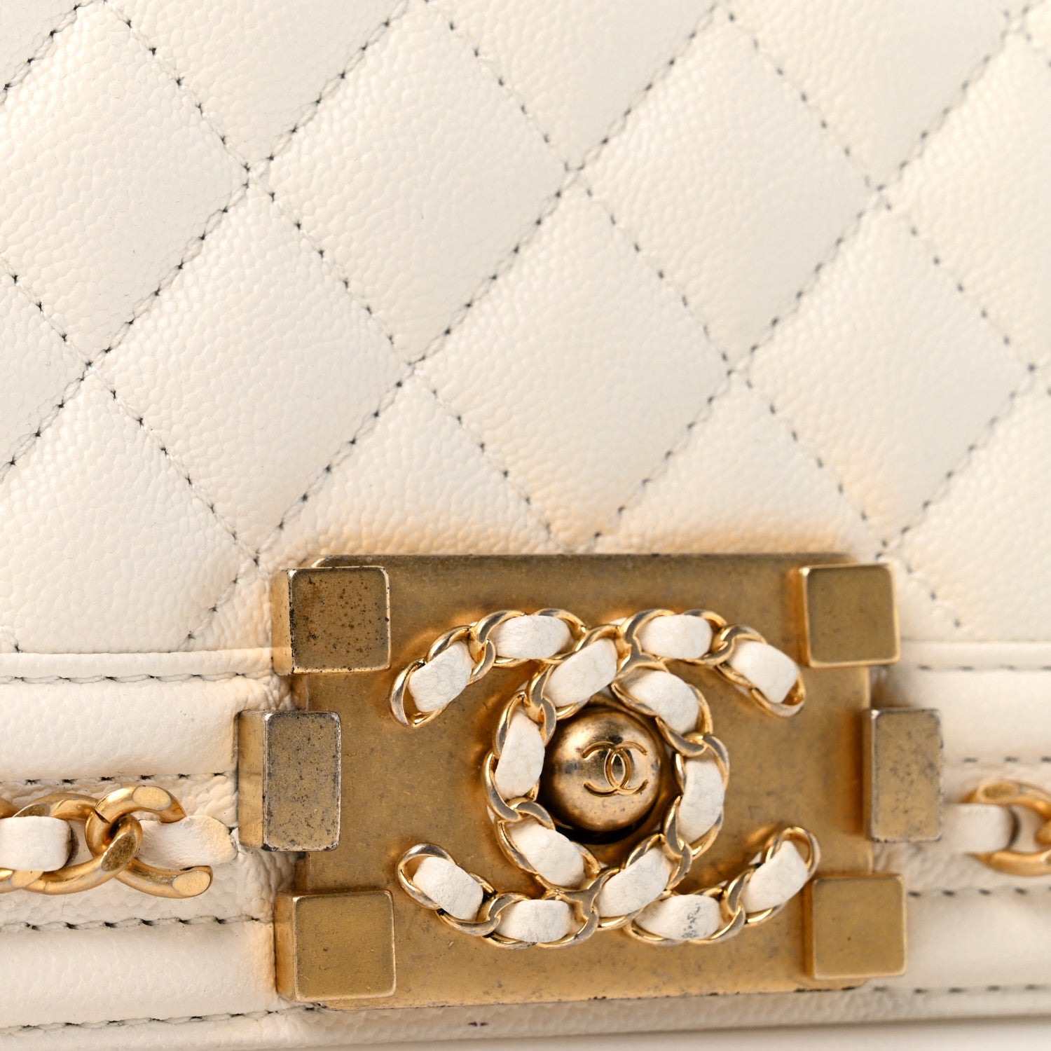 Chanel Caviar Quilted Small Chain Around Boy Flap White 11 of 13