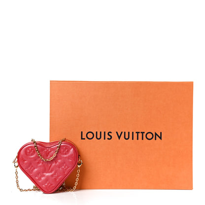 Louis Vuitton Lambskin Embossed Monogram Fall In Love Sac Coeur Heart Chain Bag Lipstick Red 10 of 10