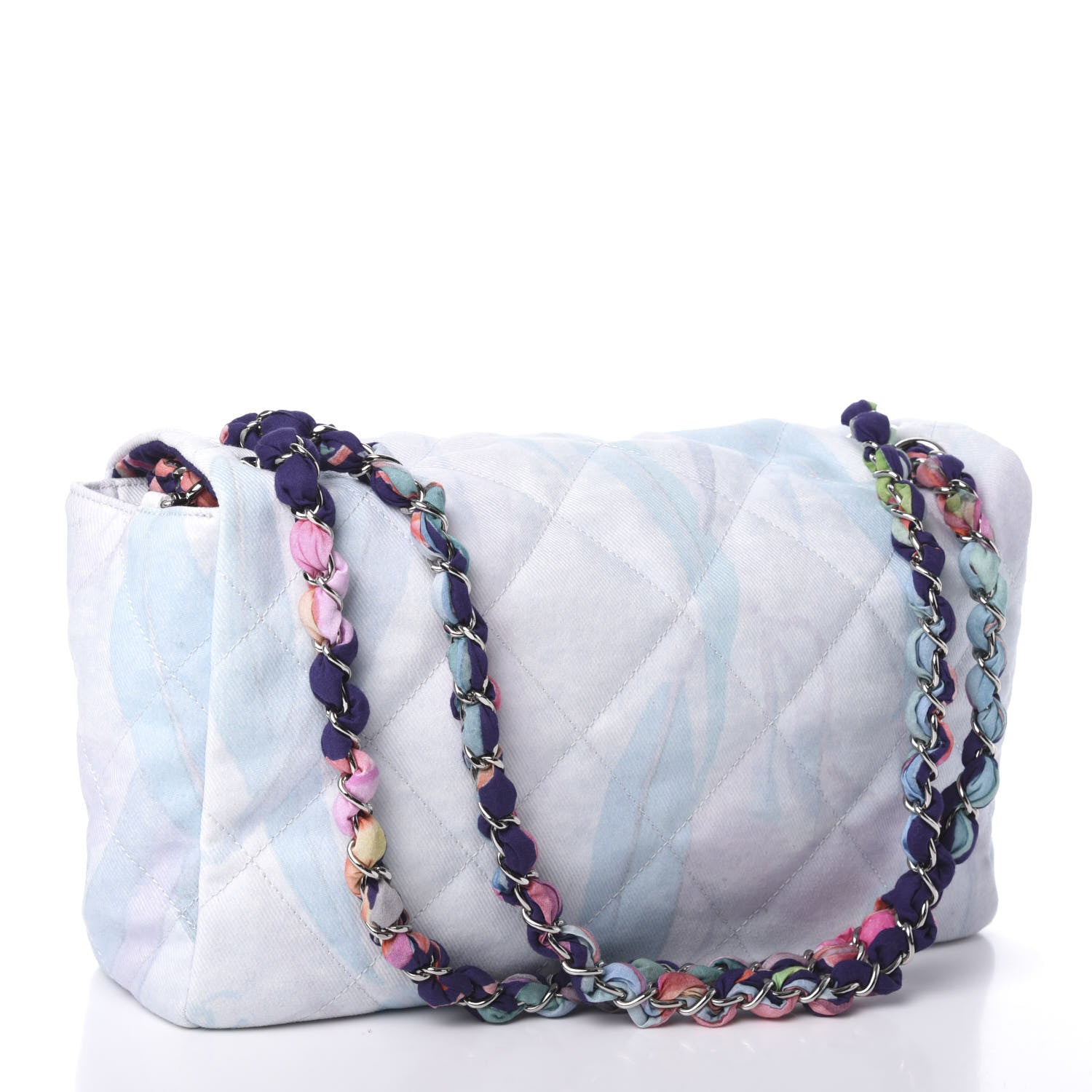 Chanel Canvas Quilted Jungle Jeans Flap White Multicolor 3 of 10