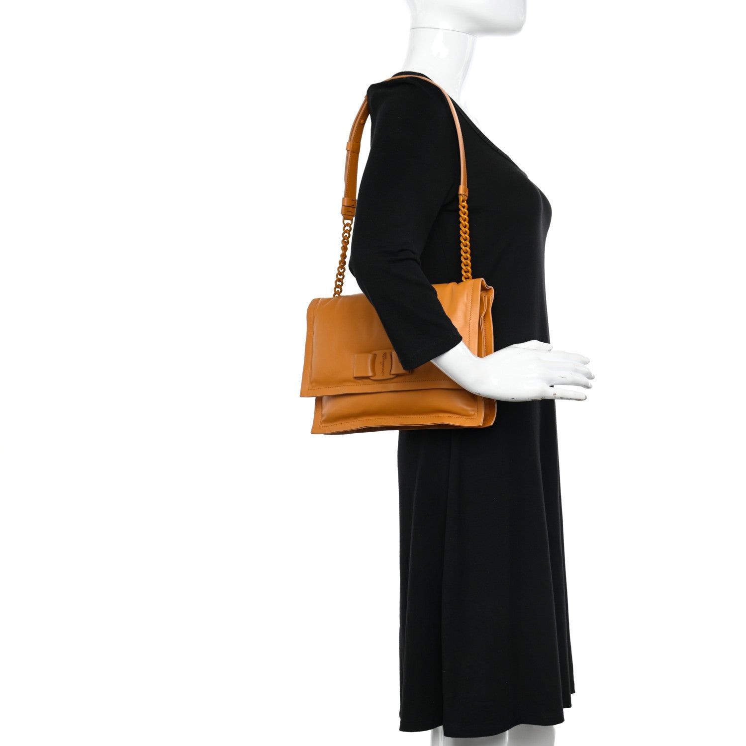 Salvatore Ferragamo Calfskin Small Viva Bow Shoulder Bag Orange 2 of 10