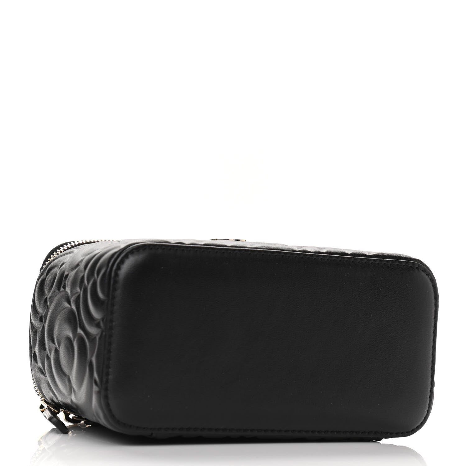 Chanel Lambskin Camellia Embossed Small Vanity Case With Chain Black 4 of 11