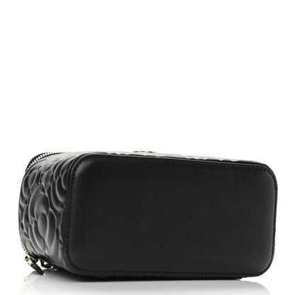 Chanel Lambskin Camellia Embossed Small Vanity Case With Chain Black 4 of 11