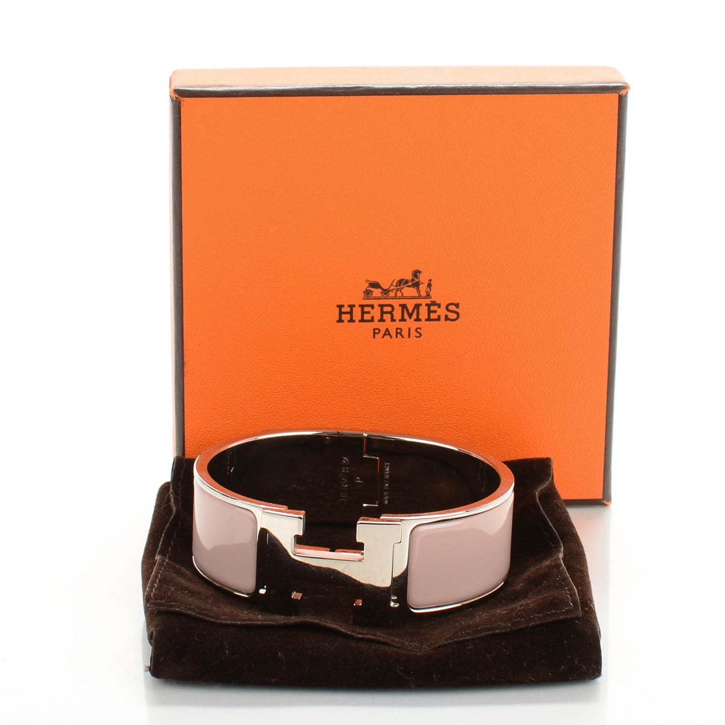 Enamel Wide Clic Clac H Bracelet PM Rose Poudre