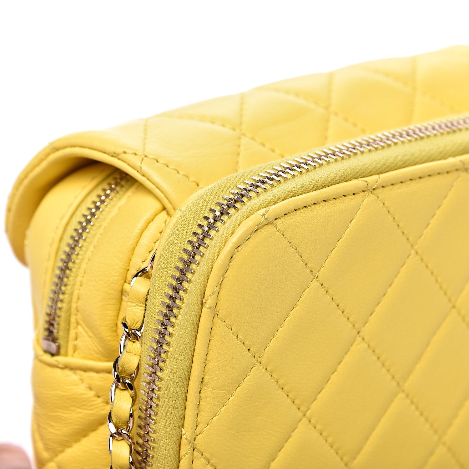 Chanel Lambskin Quilted Small Pocket Camera Case Yellow 8 of 13