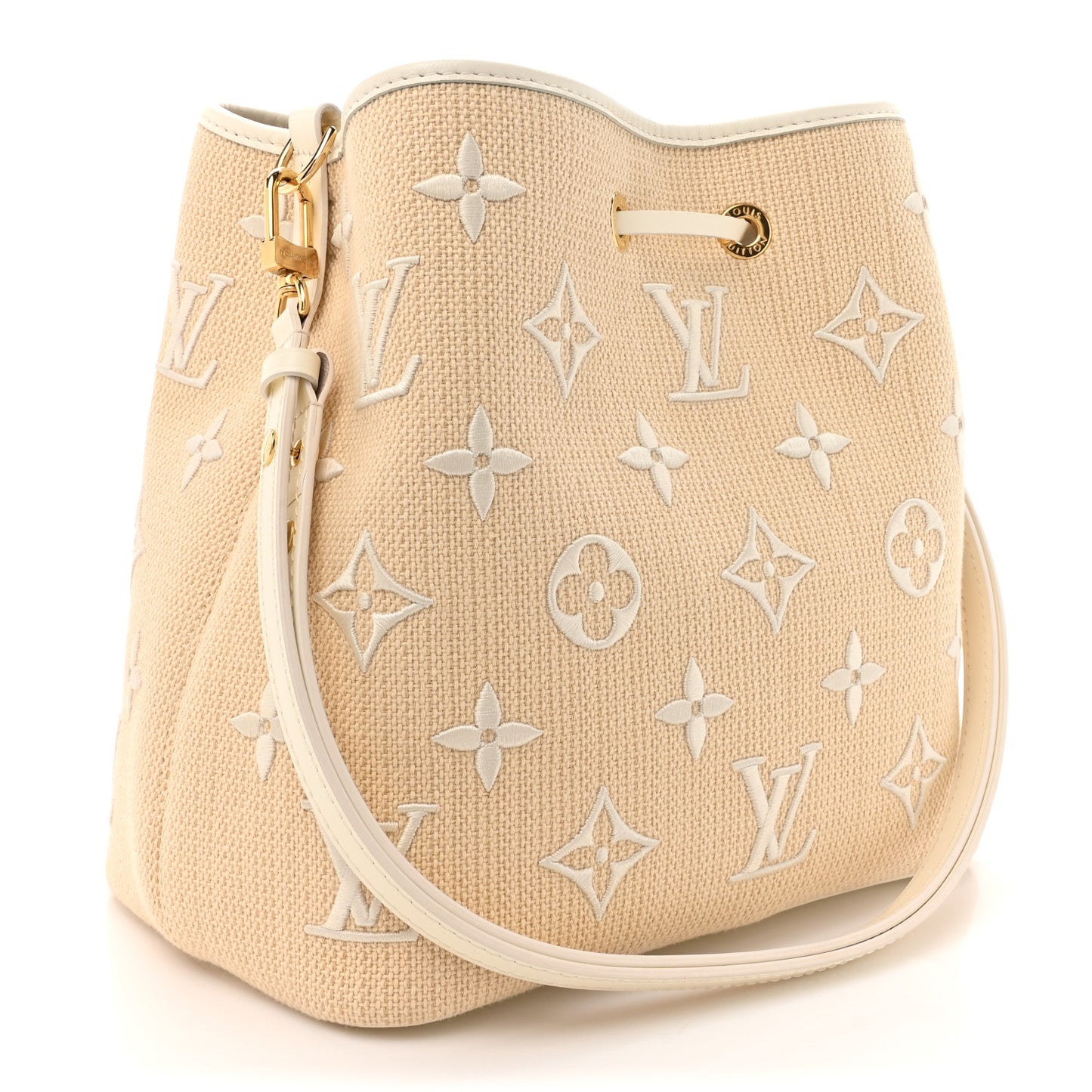 Cotton Monogram Embroidered Neonoe MM Beige White