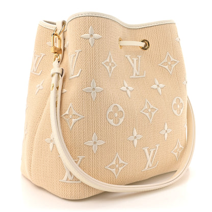 Louis Vuitton Cotton Monogram Embroidered Neonoe MM Beige White 3 of 9