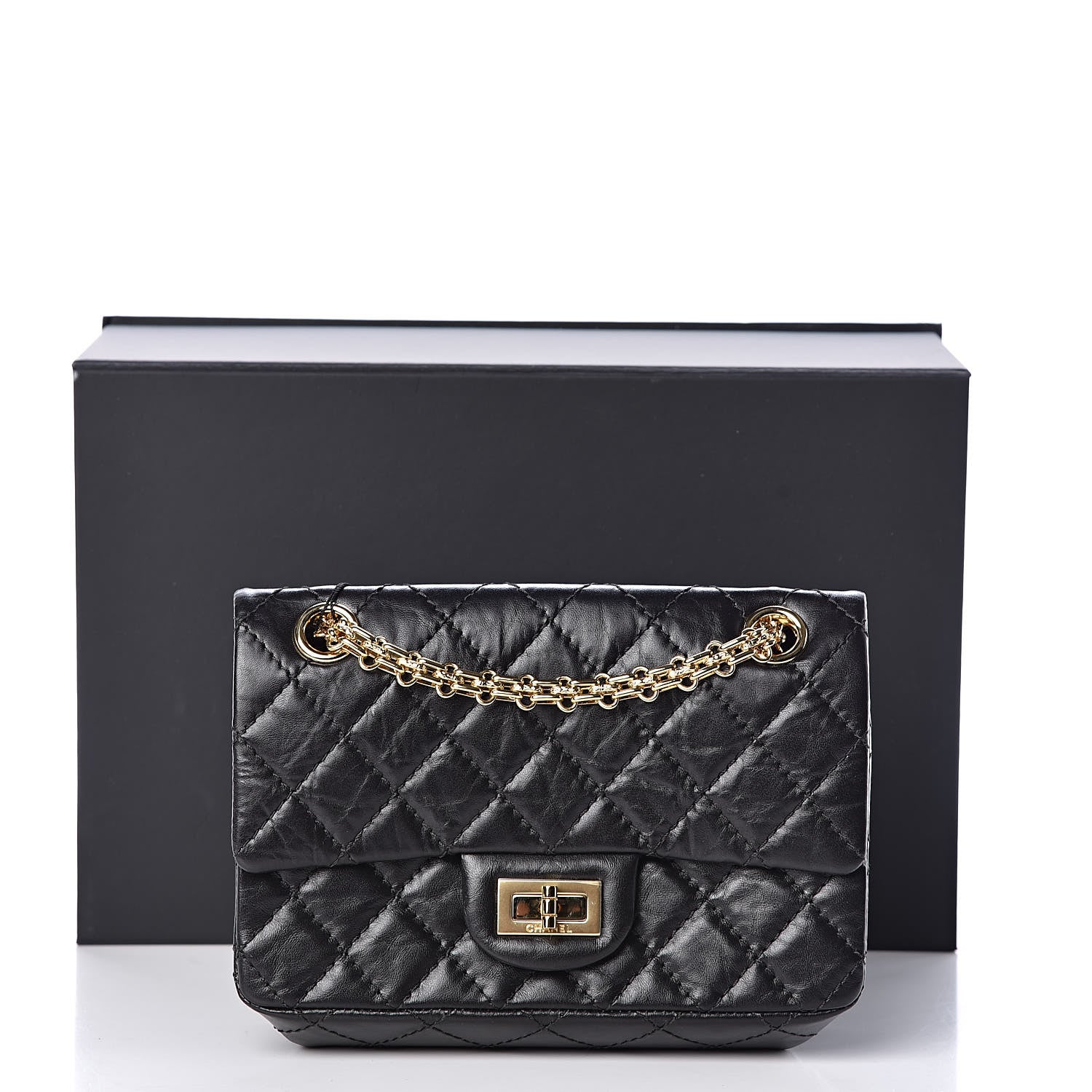 Chanel Aged Calfskin Quilted 2.55 Reissue Mini Flap Black 10 of 10