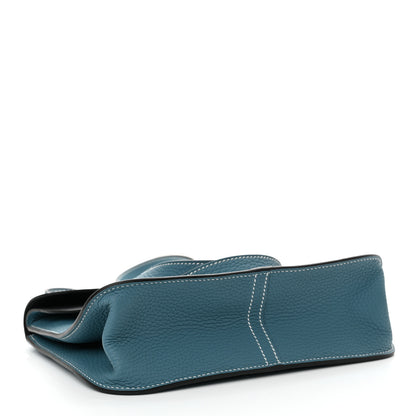Hermes Taurillon Clemence Halzan 25 New Bleu Jean 4 of 11