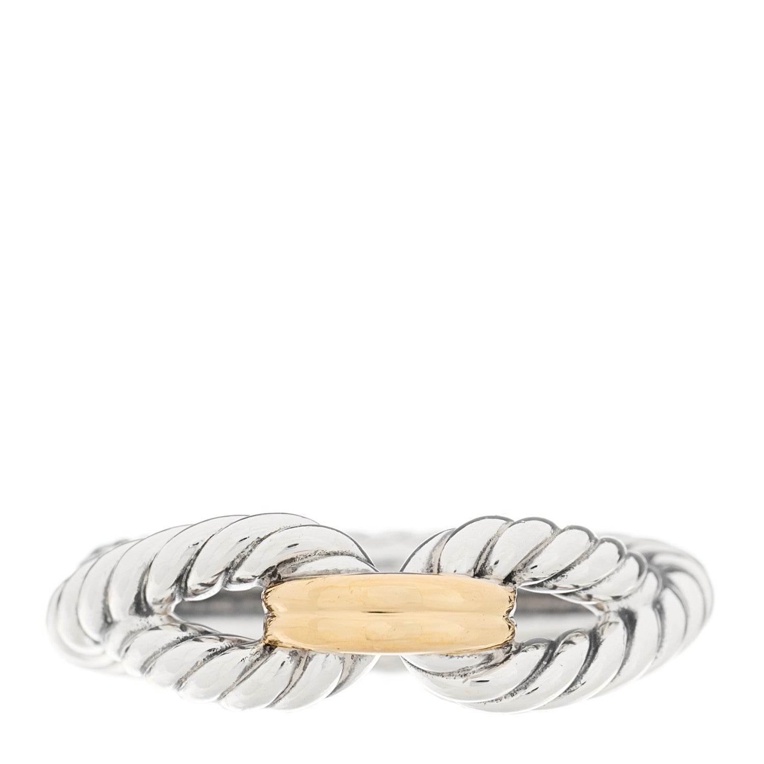 David Yurman Sterling Silver 18K Yellow Gold Cable Loop Ring 53 6.25 1 of 4