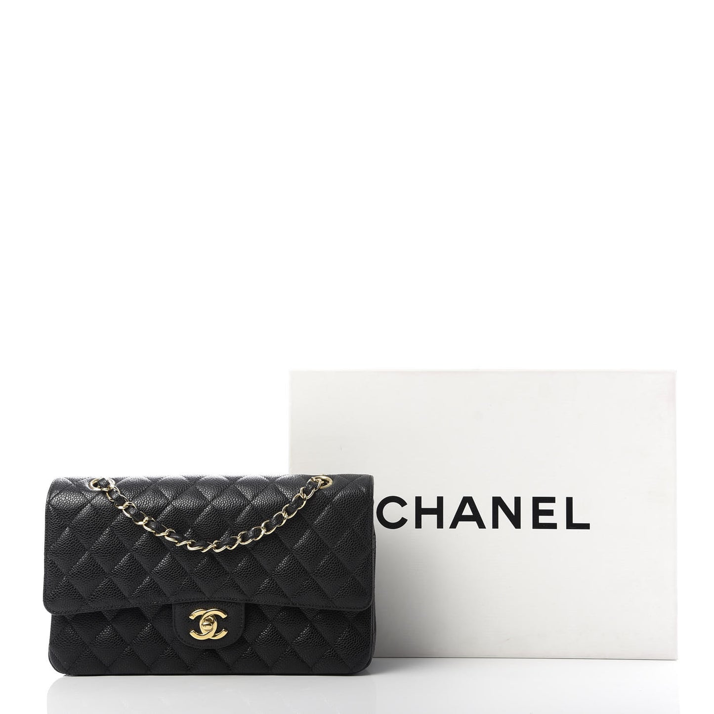 Caviar Quilted Medium Double Flap Black