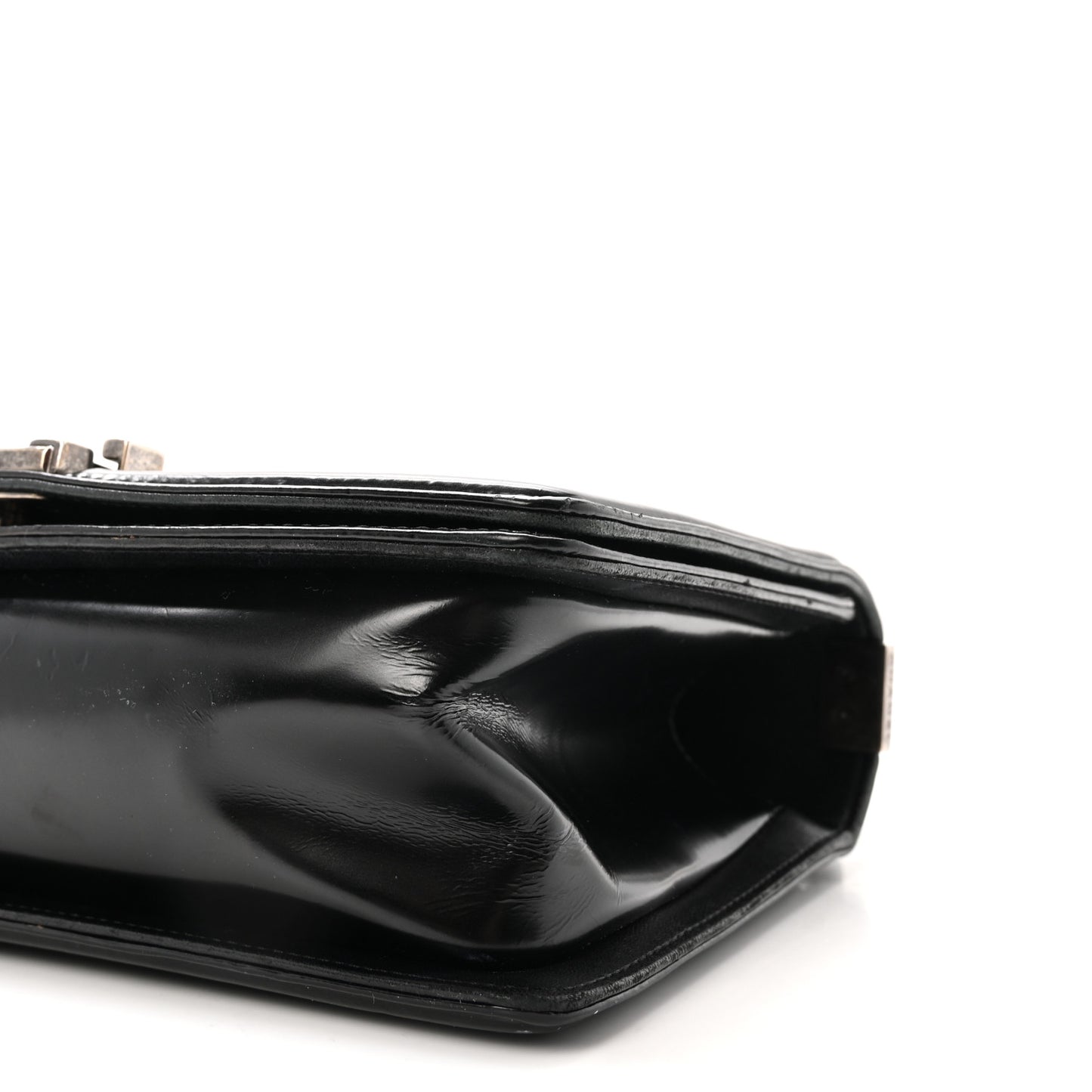 Glazed Calfskin Medium Boy Flap Black