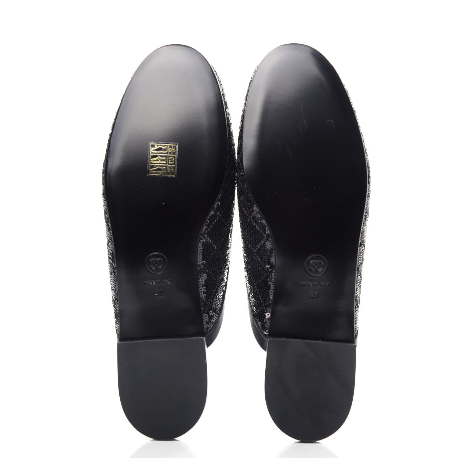 Chanel Sequin Lambskin Quilted CC Mules 41 Black 6 of 11