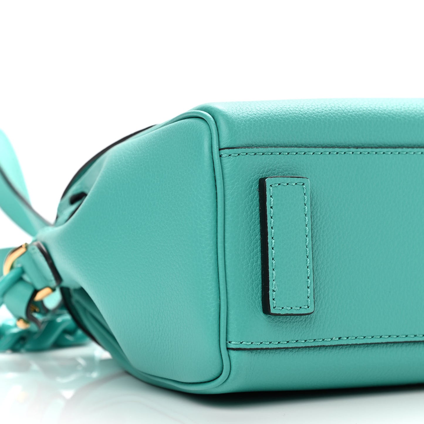 Grained Calfskin Small La Medusa Top Handle Bag Turquoise