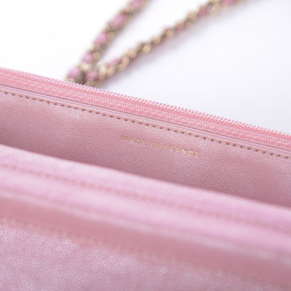 Chanel Iridescent Caviar Quilted Wallet on Chain WOC Rose Pink 10 of 12