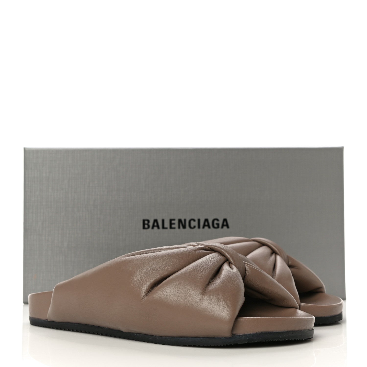 Balenciaga Smooth Nappa Logo Puffy Slide Sandals 37 Mink Grey White 10 of 10