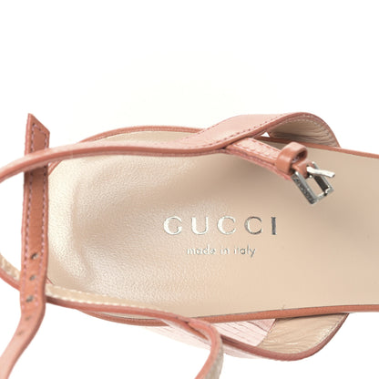 Gucci Sequin Satin Malaga Kid GG Marmont Ankle Wrap 75mm Sandals 39 Antique Rose Rosa Pale Pink 7 of 7