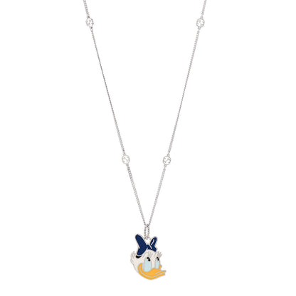 Gucci X DISNEY Sterling Silver Enamel Daisy Duck Pendant Necklace 1 of 6