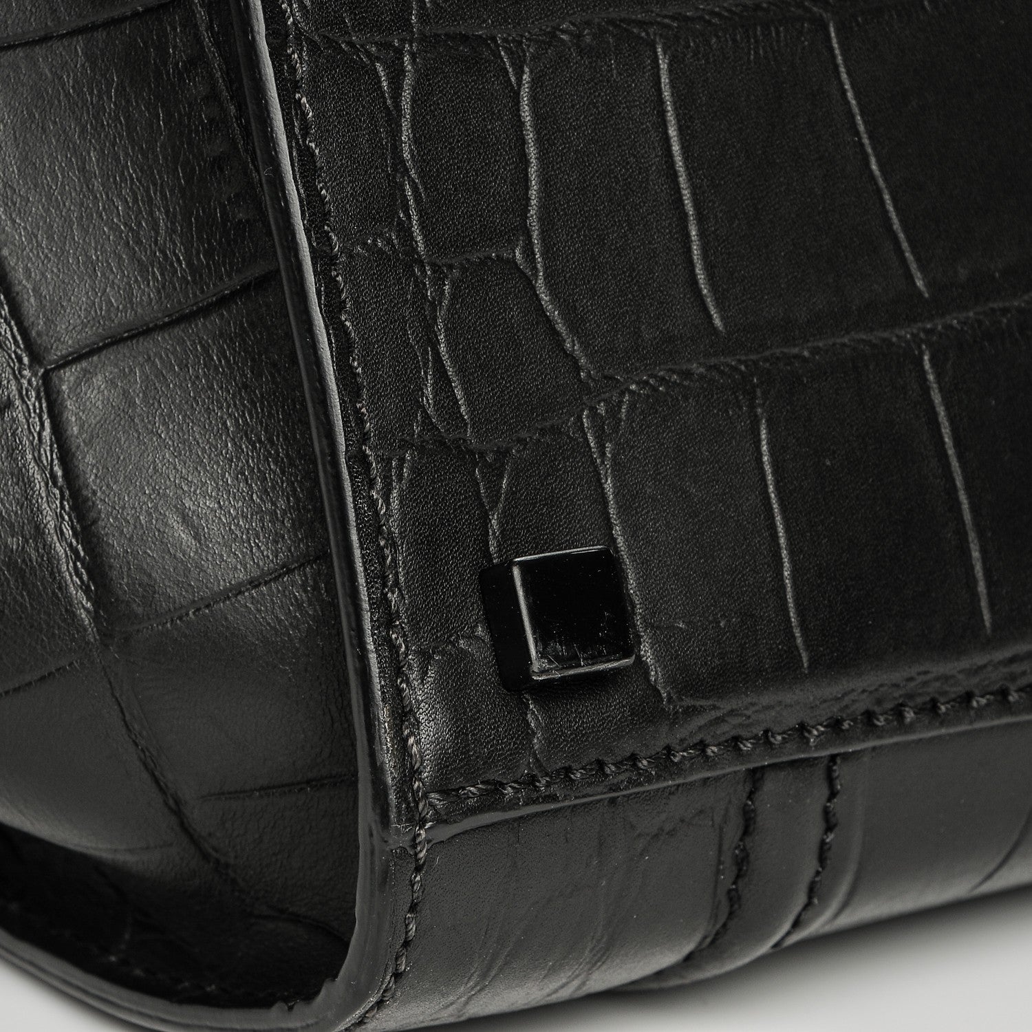 Celine Crocodile Embossed Calfskin Medium Phantom Luggage Black 5 of 7