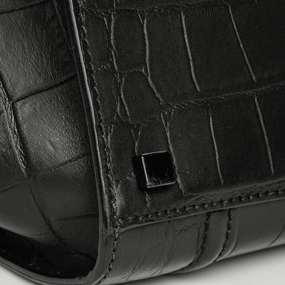 Celine Crocodile Embossed Calfskin Medium Phantom Luggage Black 5 of 7
