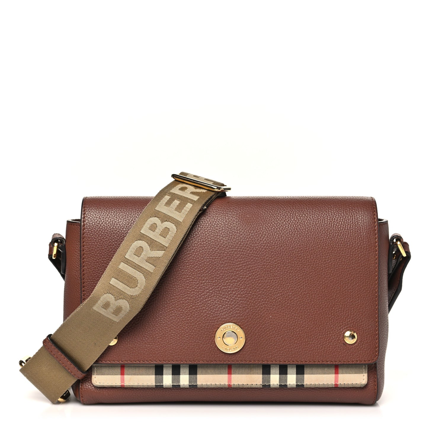 Calfskin Vintage Check Note Crossbody Bag Tan