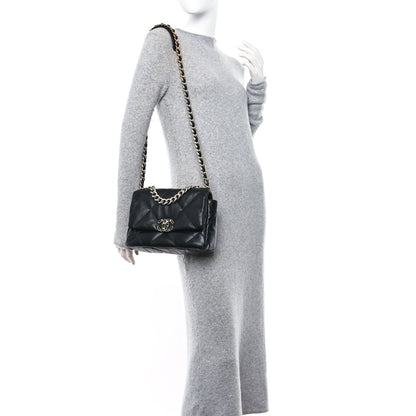 Chanel Lambskin Quilted Medium Chanel 19 Flap Black 2 of 11