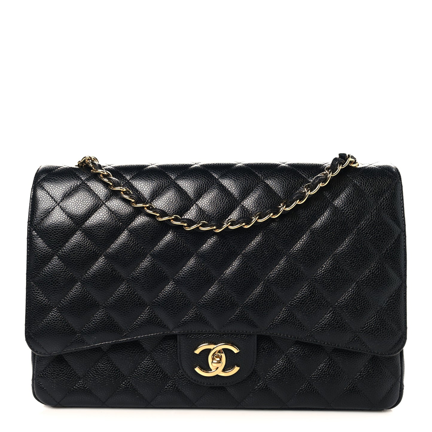 Caviar Quilted Maxi Double Flap Black