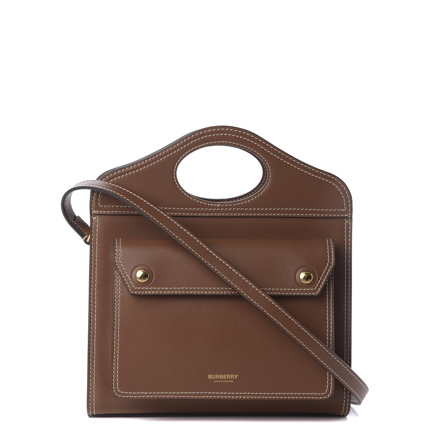 Smooth Calfskin Mini Pocket Bag Malt Brown