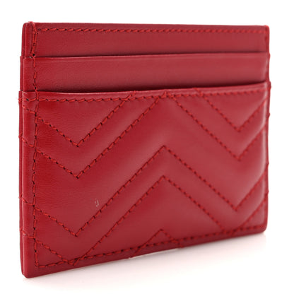 Gucci Calfskin Matelasse GG Marmont Card Holder Hibiscus Red 3 of 6
