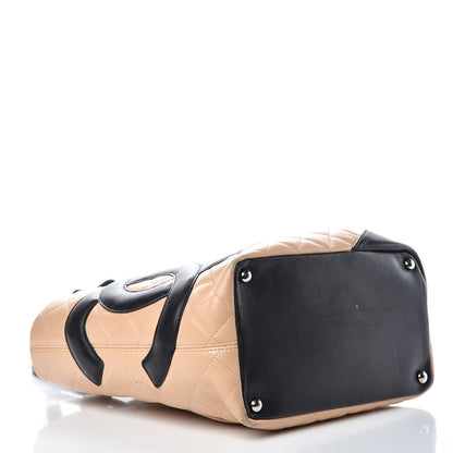 Chanel Calfskin Quilted Medium Cambon Tote Beige Black 4 of 20