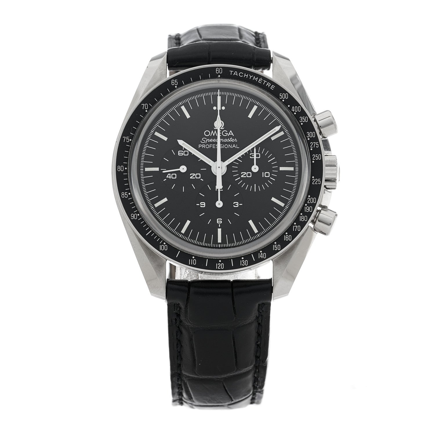 Omega Stainless Steel Alligator 42mm Speedmaster Moonwatch Professional Chronograph Manual Winding Watch Black 311.33.42.30.01.002 1 of 4