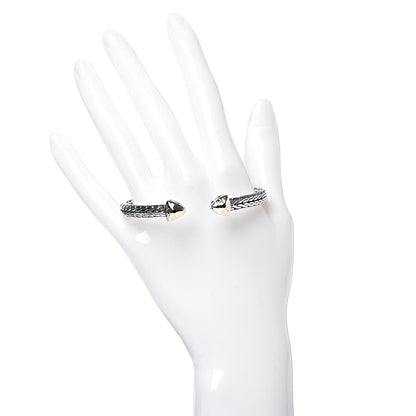 John Hardy Sterling Silver 18K Yellow Gold Classic Chain Hammered Flex Cuff Bracelet 2 of 4