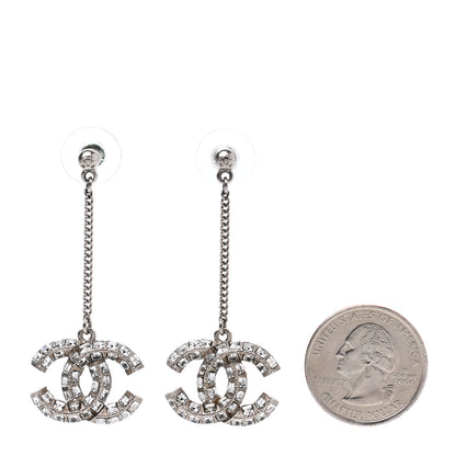 Chanel Baguette Crystal CC Drop Earrings Silver 2 of 4