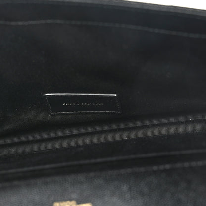Saint Laurent Grain De Poudre Matelasse Chevron Monogram Envelope Clutch Black 5 of 9